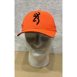 Browning Orange Cap Hat Adjustable OSFA Black Buckmark Logo